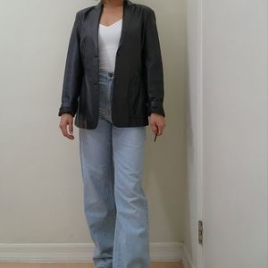 Lauren Ralph Lauren Vintage Leather Blazer Jacket Croc Embossed Women Size S